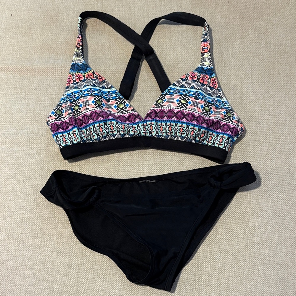 Next Multicolor Patterned Bikini with Black